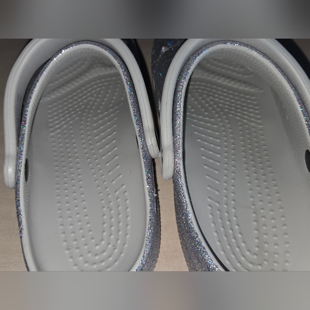Crocs Baya Festival Silver Glitter Clog Women Sz 11 (Jibbitz NOT Included) - Picture 3 of 12